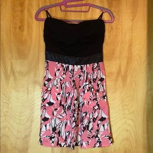 Bebe pink and black strapless dress